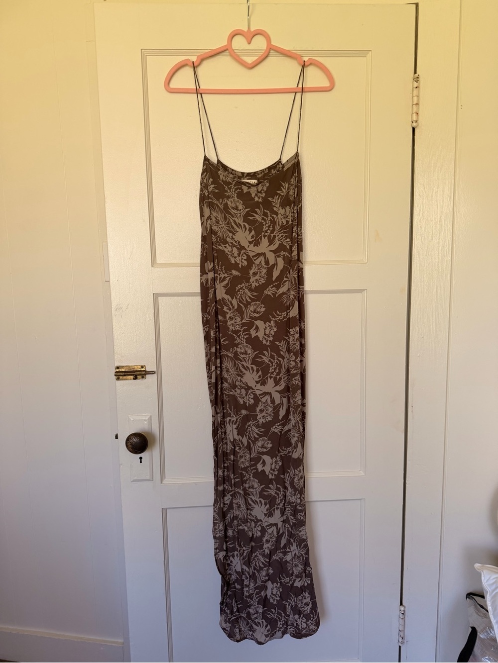 Acacia swimwear Brown Floral Slip Maxi Dress with Spaghetti and Straps